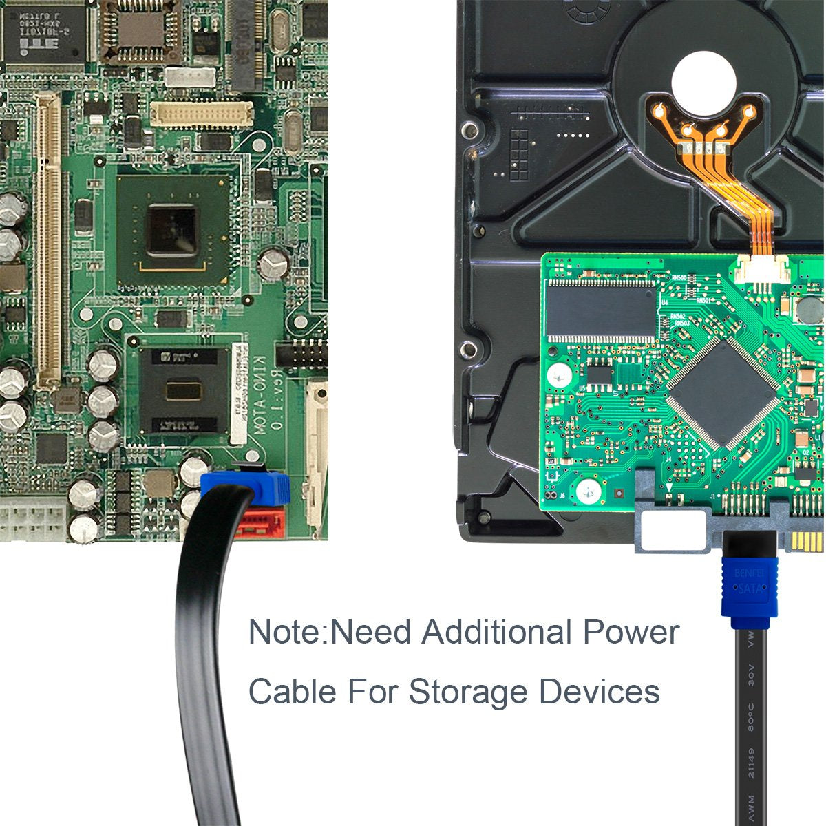 SATA Cable III, 3 Pack SATA Cable III 6Gbps Straight HDD SDD Data Cable with Locking Latch 18 Inch Compatible for SATA HDD, SSD, CD Driver, CD Writer
