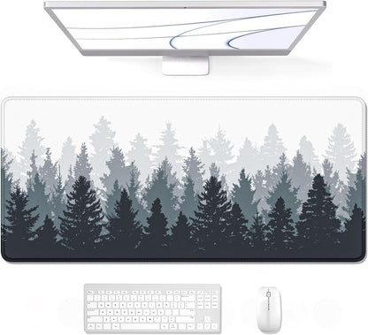 Large Mouse Pad, Full Desk XXL Extended Gaming Mouse Pad 35" X 15", Waterproof Desk Mat with Stitched Edge, Non-Slip Laptop Computer Keyboard Mousepad for Office & Home, Misty Forest Design
