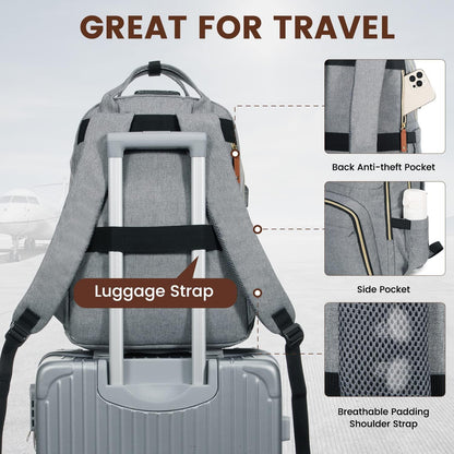 Laptop Backpack for Women & Men, Unisex Travel Anti-Theft Work College Bag, Business Computer Backpacks Purse, Casual Hiking Daypack with Lock, Fits 15.6 Inch Laptop, Dark Blue