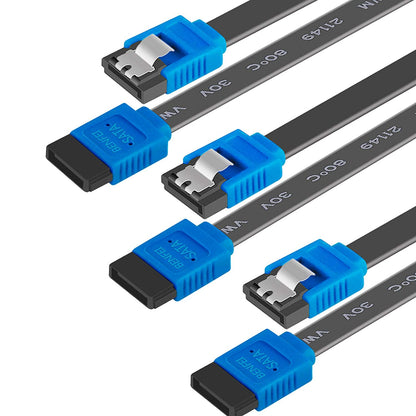 SATA Cable III, 3 Pack SATA Cable III 6Gbps Straight HDD SDD Data Cable with Locking Latch 18 Inch Compatible for SATA HDD, SSD, CD Driver, CD Writer