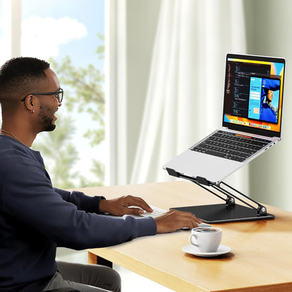 LS10 Aluminum Laptop Stand, Ergonomic Adjustable Notebook Riser Holder Computer Stand Compatible with Air, Pro, Dell, HP, Lenovo More 10-14" Laptops, Black
