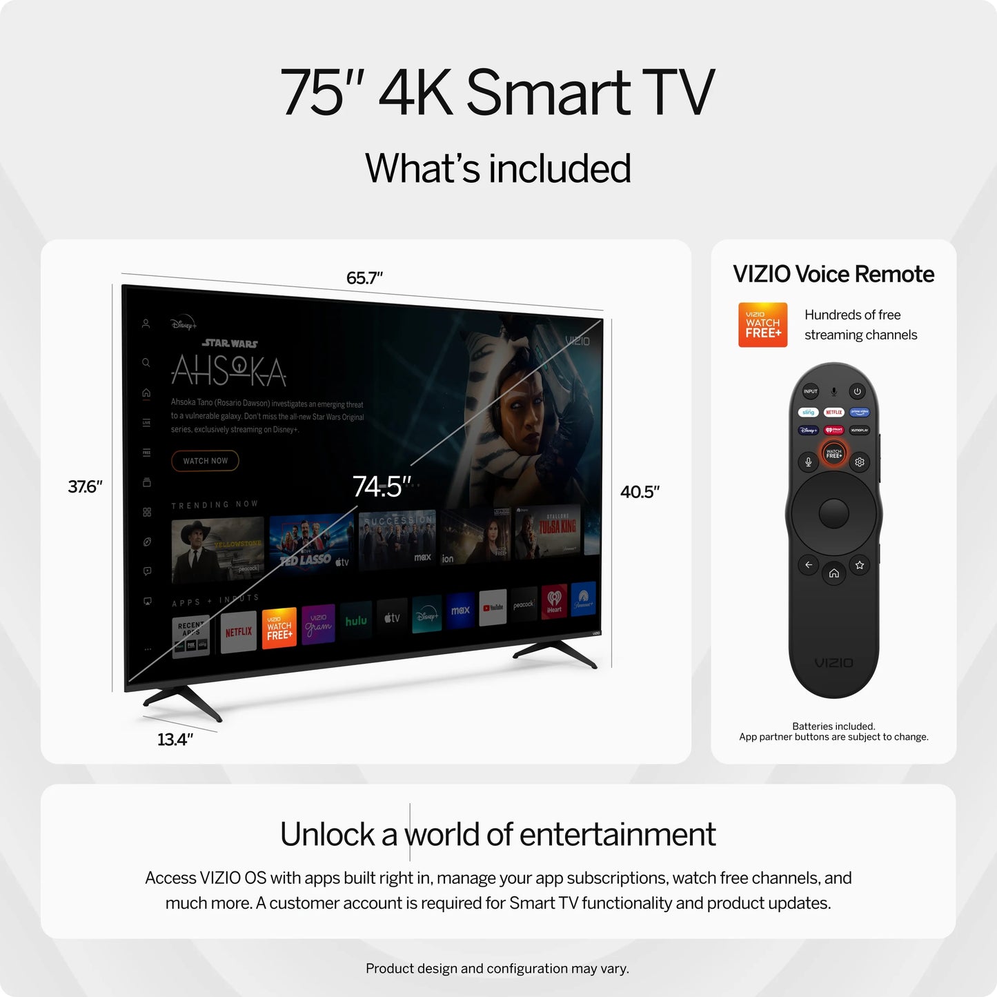 75” Class 4K UHD LED HDR Smart TV (V4K75M-08)
