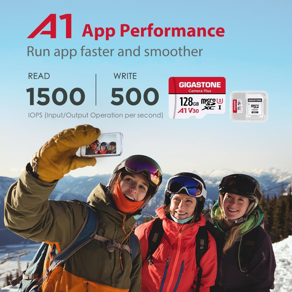 128GB 2-Pack Micro SD Card, Camera Plus, Gopro, Action Camera, Sports Camera, High Speed 100Mb/S, 4K Video Recording, Micro SDXC UHS-I A1 V30 U3 Class 10