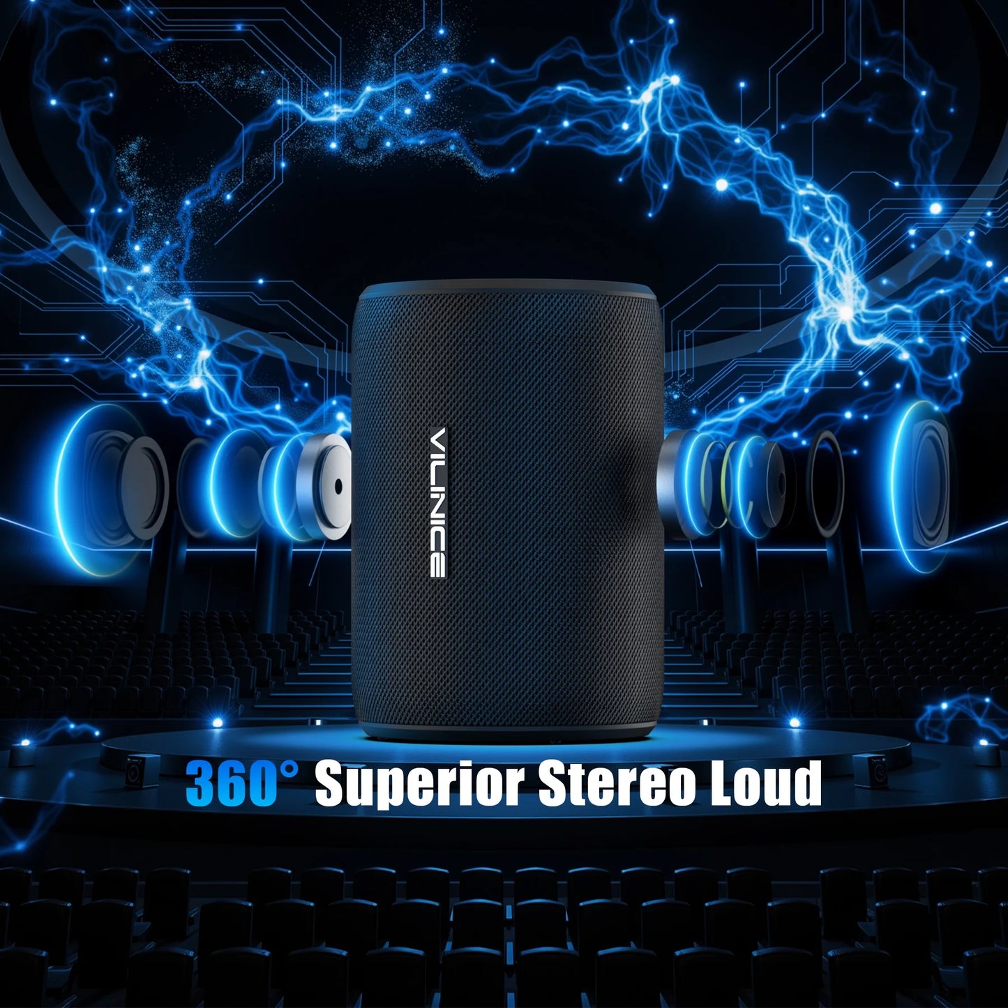 Portable Bluetooth Speaker, IPX7 Waterproof Wireless Speaker, Bluetooth 5.0, TWS Mini Speaker for Home/Party/Outdoor/Travel/Gifts, Black