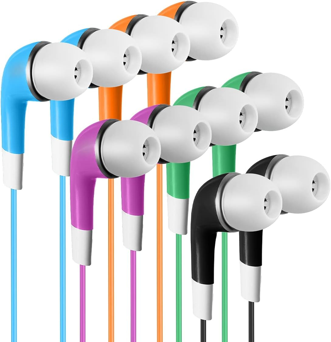 Earbuds Bulk for Kids Students School Classroom 30 Pack,  Wholesale Disposable Earphones Headphones for Computers Chromebook Ipad PC Android Phone, Fits All 3.5Mm Interface