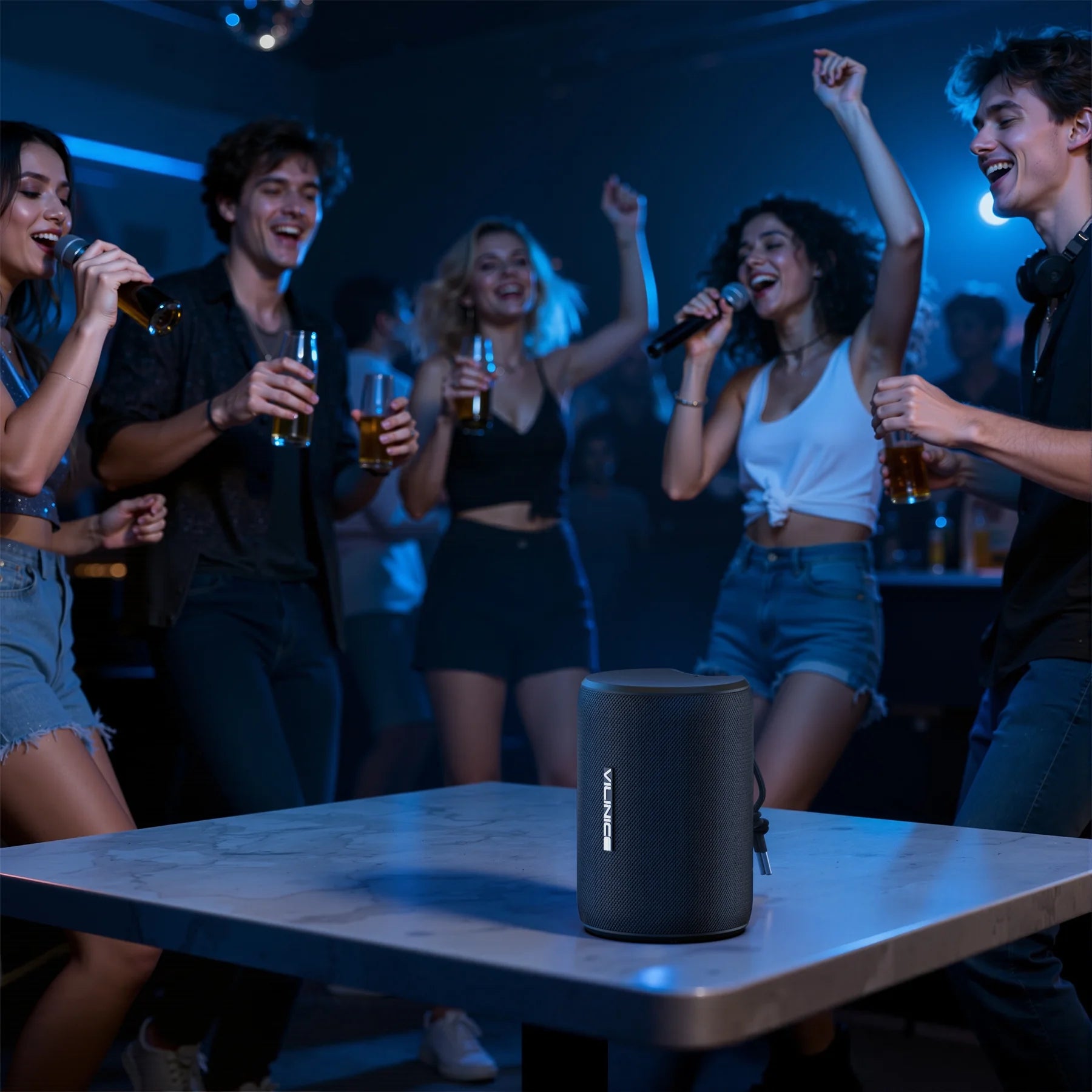 Portable Bluetooth Speaker, IPX7 Waterproof Wireless Speaker, Bluetooth 5.0, TWS Mini Speaker for Home/Party/Outdoor/Travel/Gifts, Black