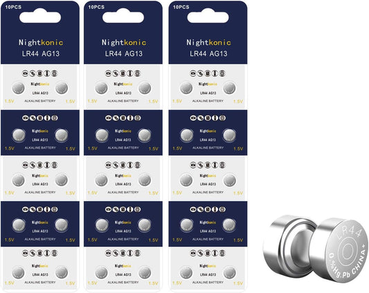 30 Count - LR44 AG13 357 SR44 A76 303 Battery 1.5V Button Coin Cell Batteries