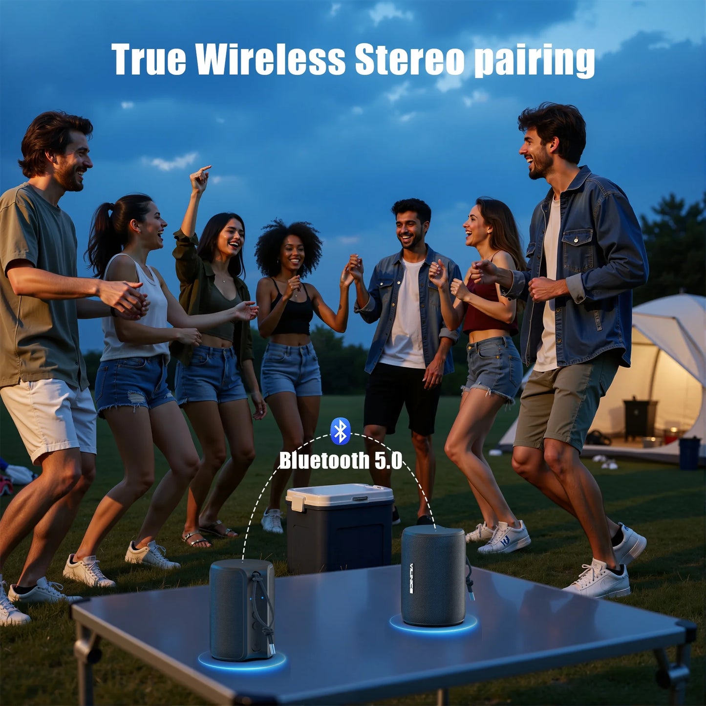 Portable Bluetooth Speaker, IPX7 Waterproof Wireless Speaker, Bluetooth 5.0, TWS Mini Speaker for Home/Party/Outdoor/Travel/Gifts, Black