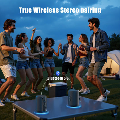 Portable Bluetooth Speaker, IPX7 Waterproof Wireless Speaker, Bluetooth 5.0, TWS Mini Speaker for Home/Party/Outdoor/Travel/Gifts, Black