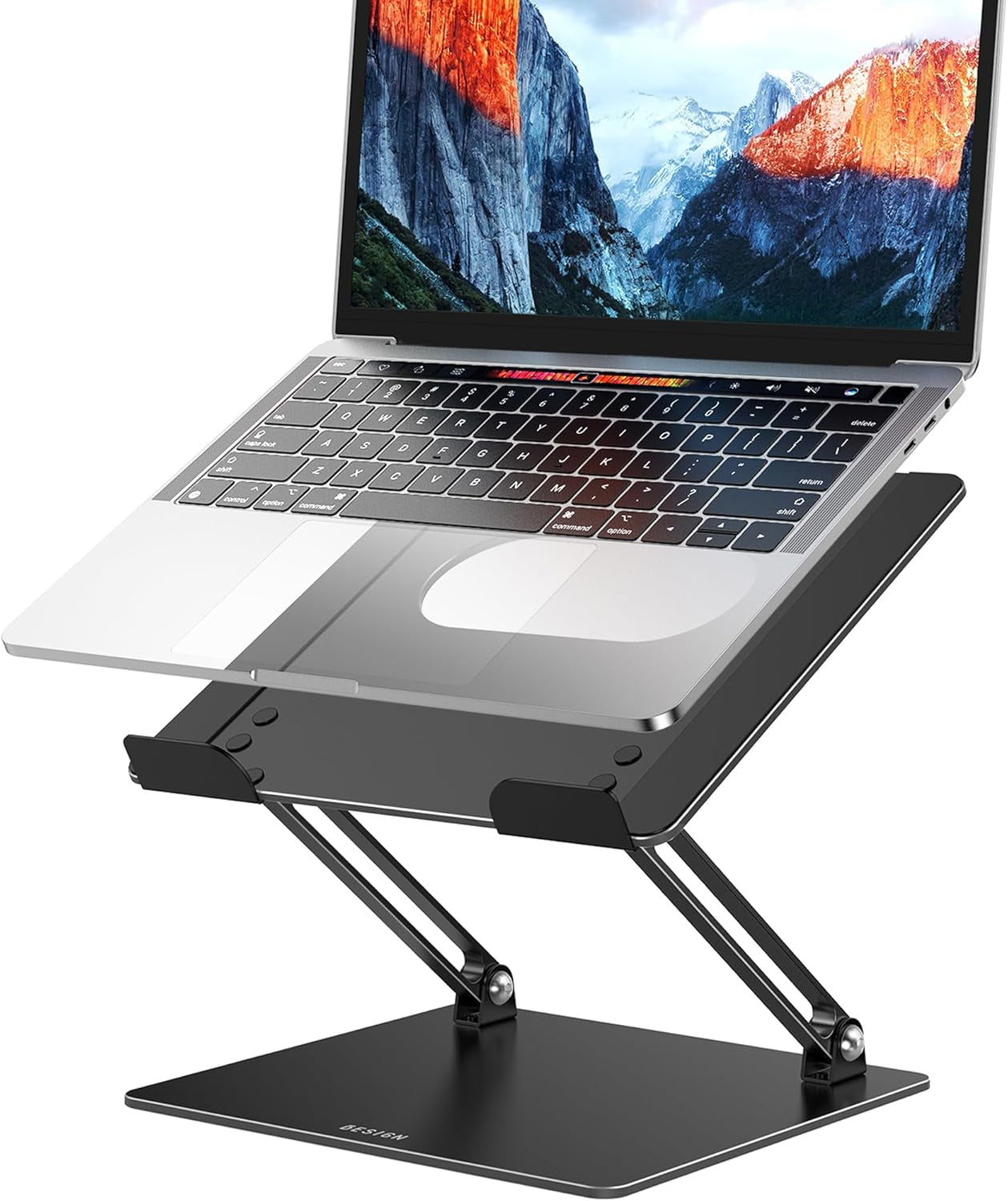 LS10 Aluminum Laptop Stand, Ergonomic Adjustable Notebook Riser Holder Computer Stand Compatible with Air, Pro, Dell, HP, Lenovo More 10-14" Laptops, Black