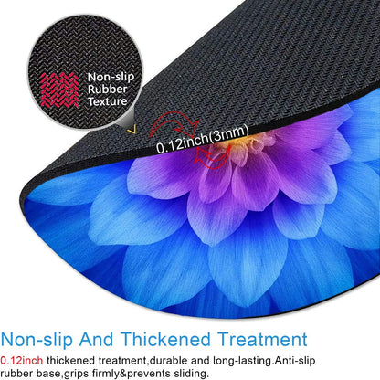 Mouse Pad, Blue Watercolor Lotus Flower round Mouse Pad, Non-Slip Rubber Base Mousepad for Laptop Computer, Personalized Small Mousepad with Designs for Women, 7.9 X 7.9 Inch