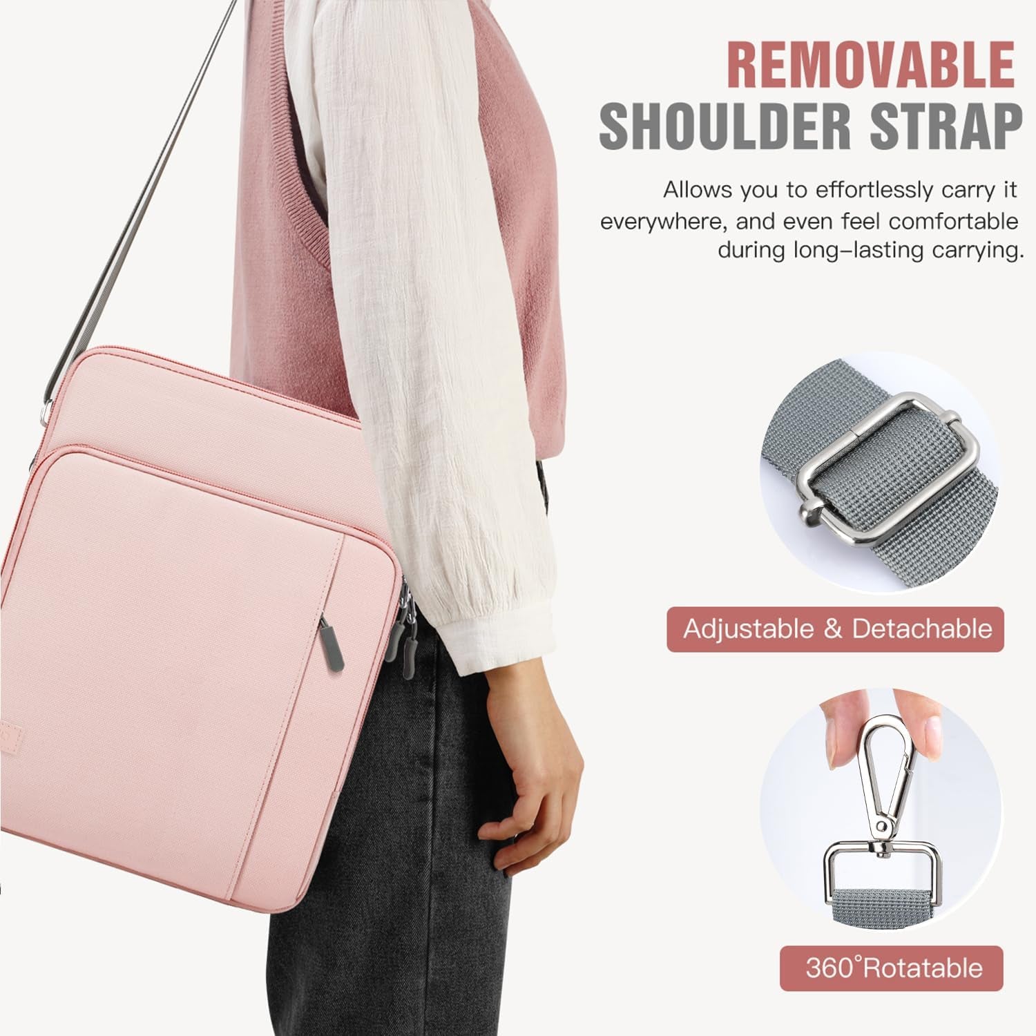 13.3-14 Inch Laptop Sleeve Case Carrying Bag with Pockets for Surface Pro 9/8/X, Macbook Air 2022-2018, Macbook Pro M2 14" /13" M2/M1 Pro/M1 Max 14.2 2023-2021, Galaxy Tab S9+/S8+ 12.4",Pink