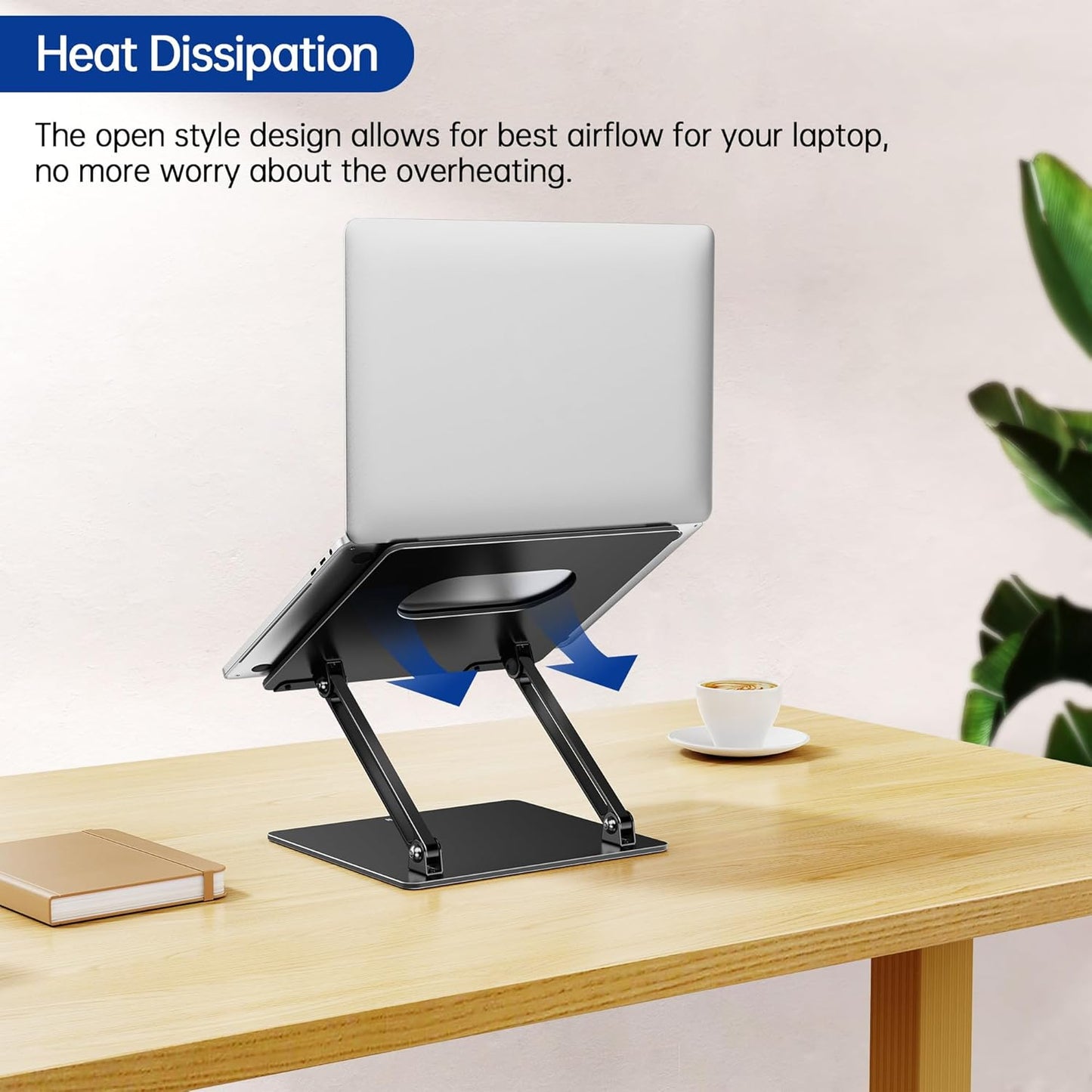 LS10 Aluminum Laptop Stand, Ergonomic Adjustable Notebook Riser Holder Computer Stand Compatible with Air, Pro, Dell, HP, Lenovo More 10-14" Laptops, Black