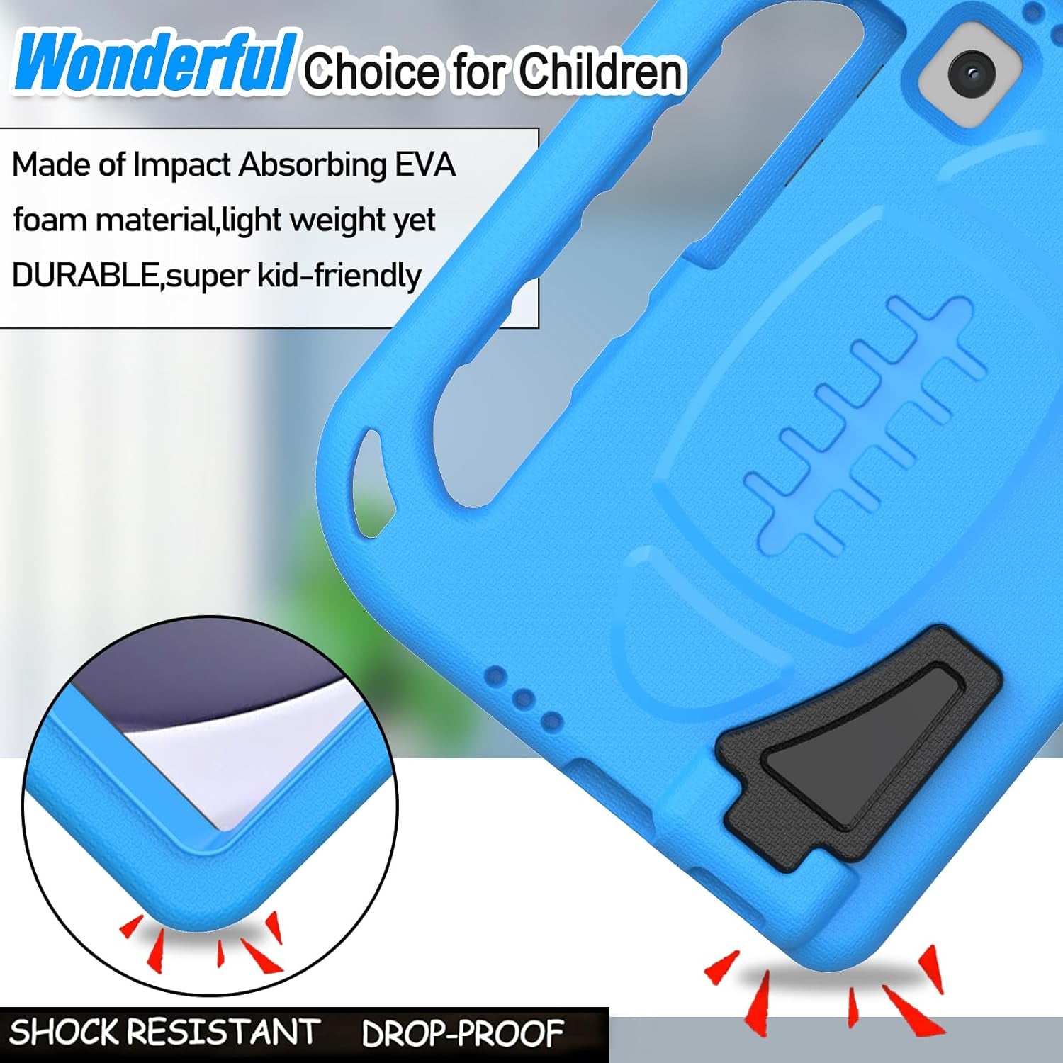 Kids Case for Samsung Galaxy Tab A7 Lite 8.7 Inch 2021(Sm-T220/T225),Tab A7 Lite Case with Built-In Screen Protector, Shockproof Handle Stand Kids Case for Samsung Galaxy Tab A7 Lite 2021 - Blue