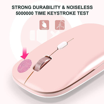 Wireless Flat Mouse, 2.4G Optical Mouse, Computer Mouse for Laptop, PC, Computer, Chromebook, Notebook, Especially Designed for Computer Bags (Pink)