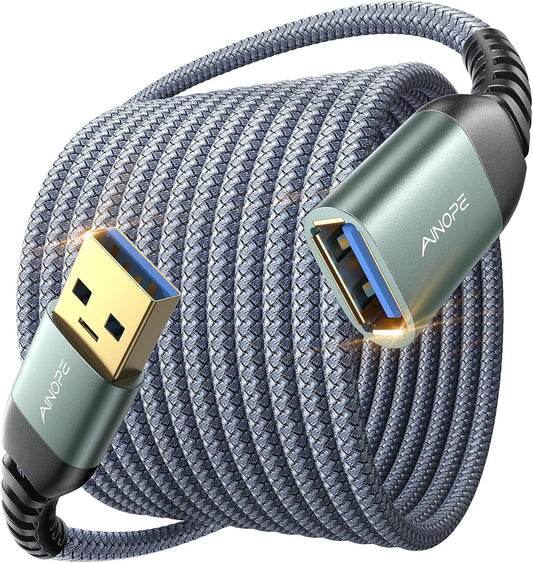 USB Extension Cable 10FT,USB Extender,Usb 3.0 Extension Cable, Male to Female Cord High Data Transfer Compatible with Webcam,Usb Keyboard,Flash Drive,Hard Drive,Printer