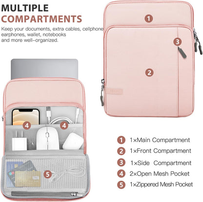 13.3-14 Inch Laptop Sleeve Case Carrying Bag with Pockets for Surface Pro 9/8/X, Macbook Air 2022-2018, Macbook Pro M2 14" /13" M2/M1 Pro/M1 Max 14.2 2023-2021, Galaxy Tab S9+/S8+ 12.4",Pink