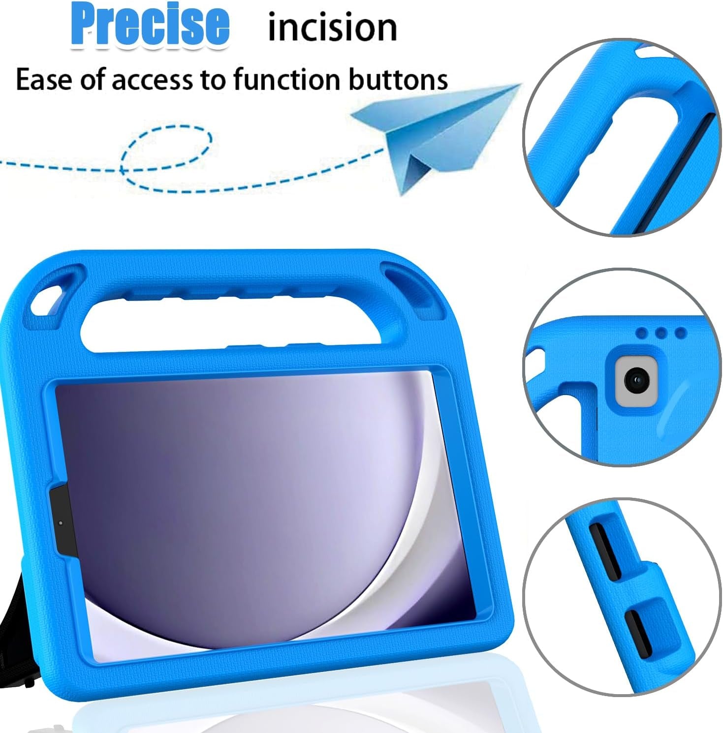 Kids Case for Samsung Galaxy Tab A7 Lite 8.7 Inch 2021(Sm-T220/T225),Tab A7 Lite Case with Built-In Screen Protector, Shockproof Handle Stand Kids Case for Samsung Galaxy Tab A7 Lite 2021 - Blue