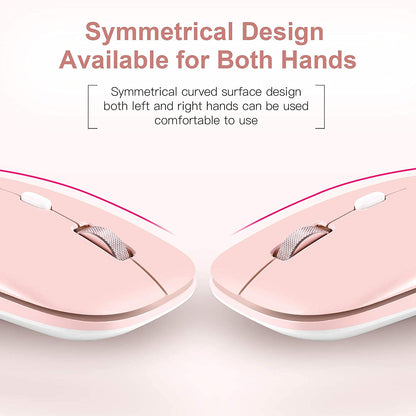 Wireless Flat Mouse, 2.4G Optical Mouse, Computer Mouse for Laptop, PC, Computer, Chromebook, Notebook, Especially Designed for Computer Bags (Pink)