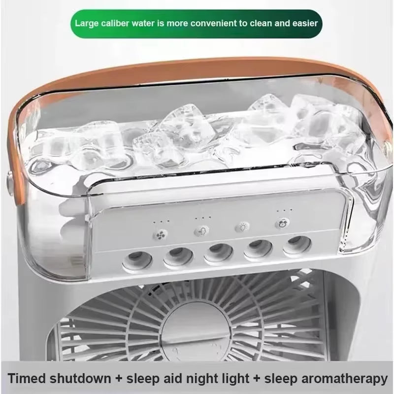 Portable Fan Air Conditioners USB Electric Fan Air Cooler LED Night Light Water Mist Fun 3 in 1 Air Humidifier for Home