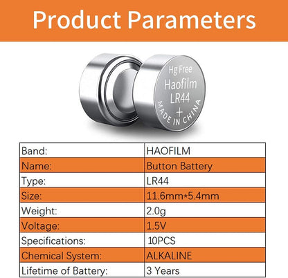 LR44 AG13 357 303 SR44 Alkaline Batteries, 1.5V round Coin Cell Batteries (Pack of 10)
